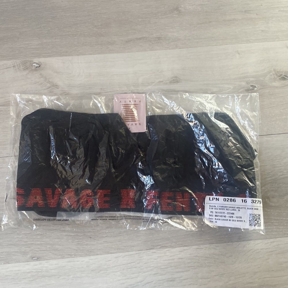 Forever Savage Bralette Blk W/ Goji Berry Red Lurex 3x New With Tags — image 6 of 8